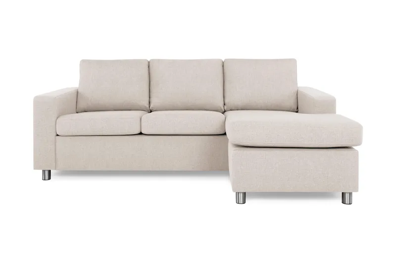 Crazy 3-sits Vändbar L-formad Divansoffa i Tyg, Beige
