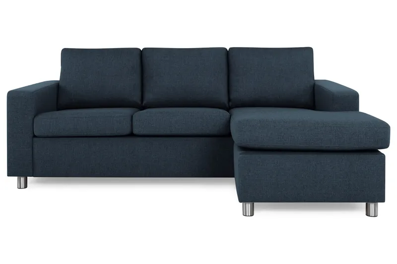 Crazy 3-sits Vändbar L-formad Divansoffa i Tyg, Blå