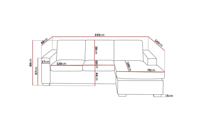 Crazy 3-sits Vändbar L-formad Divansoffa i Tyg - Blå - Products - Möbler - Soffa - Divansoffa & schäslongsoffa - 3 sits soffa med divan