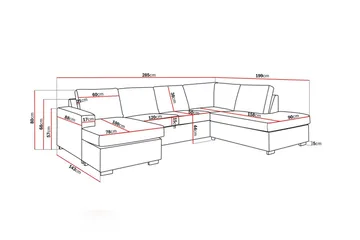 Crazy 4-sits Högervänd U-formad Large Soffa med Divan och Schäslong i Konstläder - Svart - Products - Möbler - Soffa - Divansoffa & schäslongsoffa - 4 sits soffa med divan