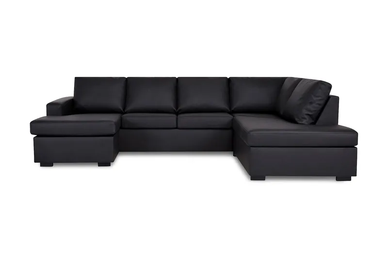 Crazy 4-sits Högervänd U-formad Large Soffa med Divan och Schäslong i Konstläder, Svart