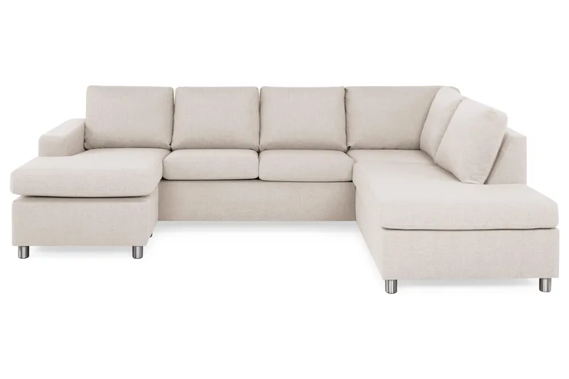 Crazy 4-sits Högervänd U-formad Large Soffa med Divan och Schäslong i Tyg, Beige