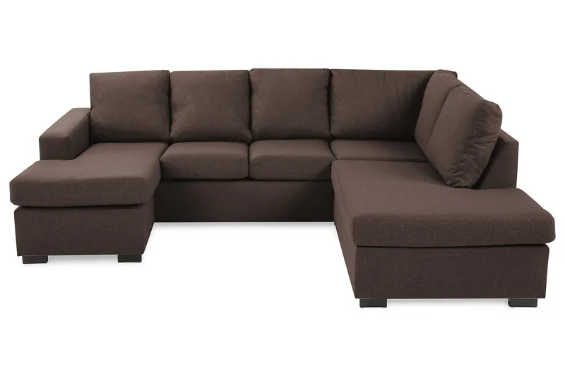 Crazy 4-sits Högervänd U-formad Small Soffa med Divan och Schäslong i Tyg, Brun