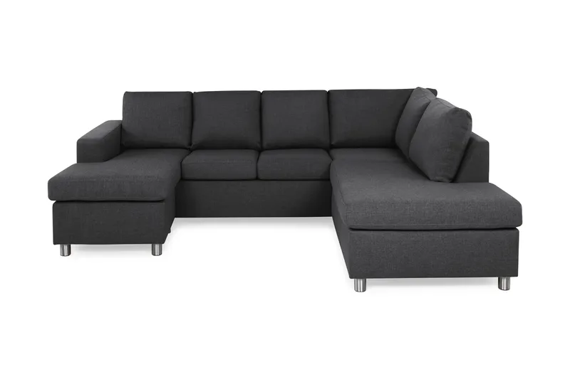 Crazy 4-sits Högervänd U-formad Small Soffa med Divan och Schäslong i Tyg, Mörkgrå