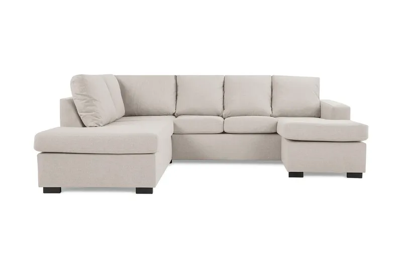 Crazy 4-sits Vänstervänd U-formad Large Soffa med Divan och Schäslong i Tyg, Beige