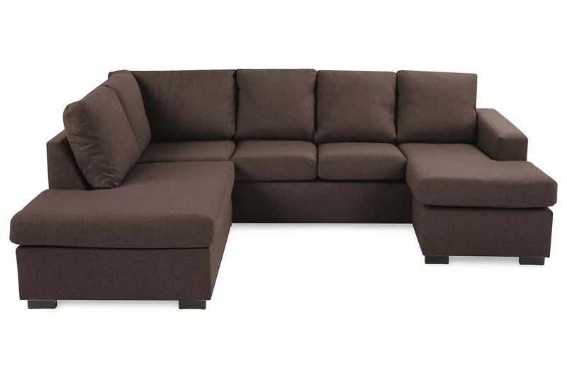 Crazy 4-sits Vänstervänd U-formad Large Soffa med Divan och Schäslong i Tyg, Brun
