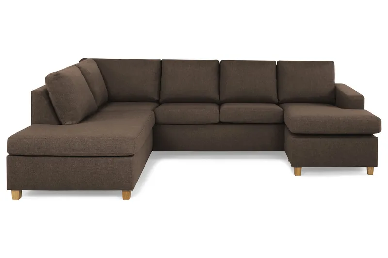 Crazy 4-sits Vänstervänd U-formad Large Soffa med Divan och Schäslong i Tyg, Brun