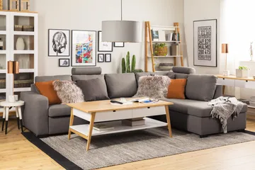 Crazy Limited Edition 4-sits Högervänd L-formad Schäslongsoffa i Tyg - Grå - Products - Möbler - Soffa - Divansoffa & schäslongsoffa - 4 sits soffa med divan