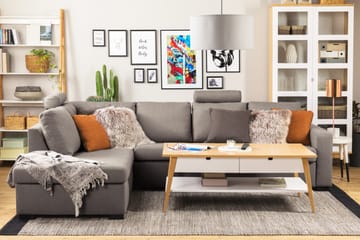 Crazy Limited Edition 4-sits Vänstervänd L-formad Djup Schäslongsoffa i Tyg - Grå - Products - Möbler - Soffa - Divansoffa & schäslongsoffa - 4 sits soffa med divan