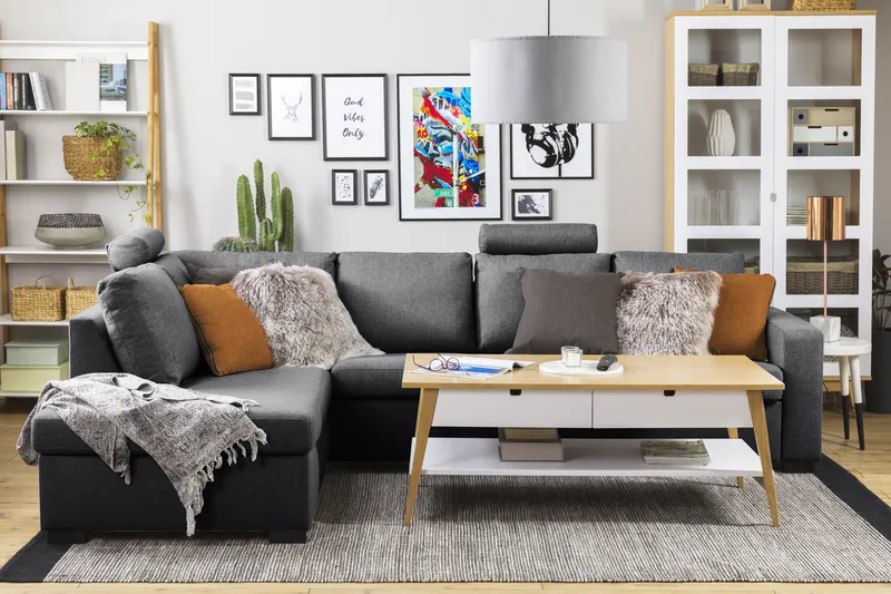 Crazy Limited Edition 4-sits Vänstervänd L-formad Schäslongsoffa i Tyg - Mörkgrå - Products - Möbler - Soffa - Divansoffa & schäslongsoffa - 4 sits soffa med divan