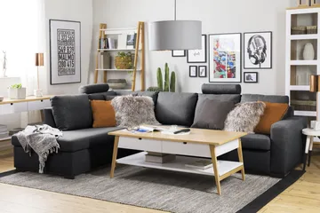 Crazy Limited Edition 4-sits Vänstervänd L-formad Schäslongsoffa i Tyg - Mörkgrå - Products - Möbler - Soffa - Divansoffa & schäslongsoffa - 4 sits soffa med divan
