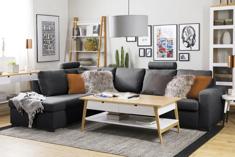 Crazy Limited Edition 4-sits Vänstervänd L-formad Schäslongsoffa i Tyg - Mörkgrå - Products - Möbler - Soffa - Divansoffa & schäslongsoffa - 4 sits soffa med divan