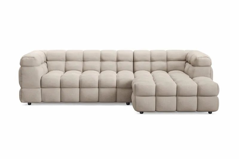 Elise 4-sits Bubblig Soffa med Divan Höger, Beige