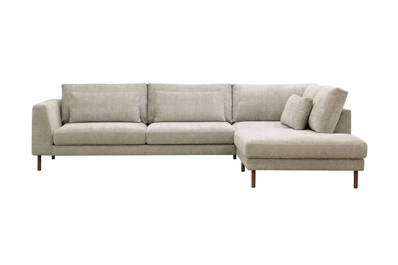 Florenz 4-sits Högervänd L-formad Schäslongsoffa i Tyg, Grå / Beige