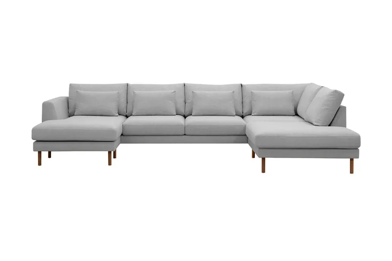 Florenz 4-sits Högervänd U-formad Soffa med Divan och Schäslong i Tyg, Ljusgrå