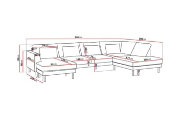 Florenz 4-sits Högervänd U-formad Soffa med Divan och Schäslong i Tyg - Ljusgrå - Products - Möbler - Soffa - Divansoffa & schäslongsoffa - 4 sits soffa med divan