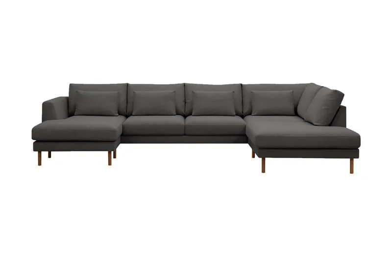 Florenz 4-sits Högervänd U-formad Soffa med Divan och Schäslong i Tyg, Mörkgrå