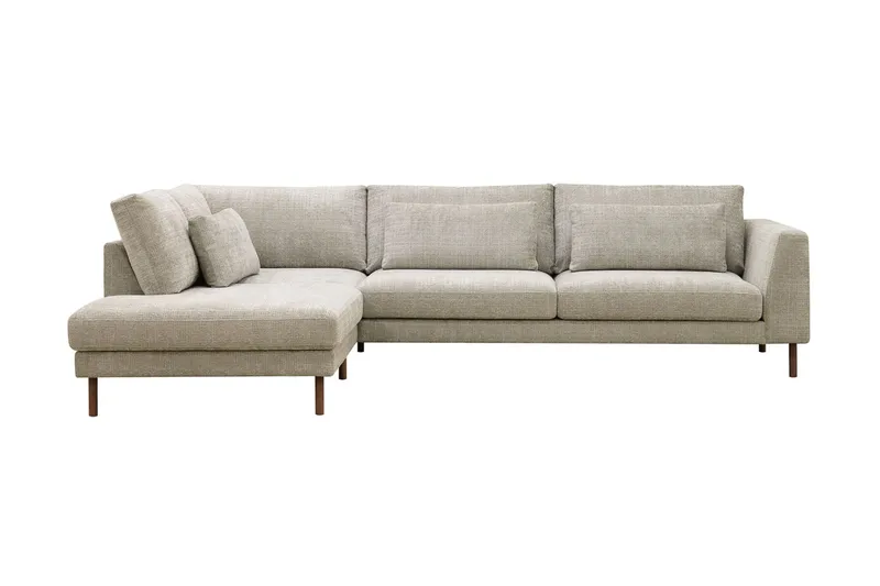 Florenz 4-sits Vänstervänd L-formad Schäslongsoffa i Tyg, Grå / Beige