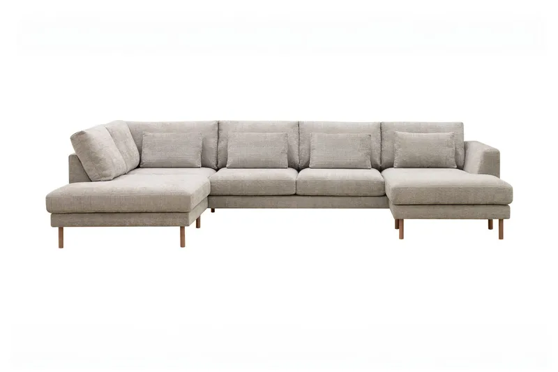 Florenz 4-sits Vänstervänd U-formad Soffa med Divan och Schäslong i Chenille, Grå / Beige