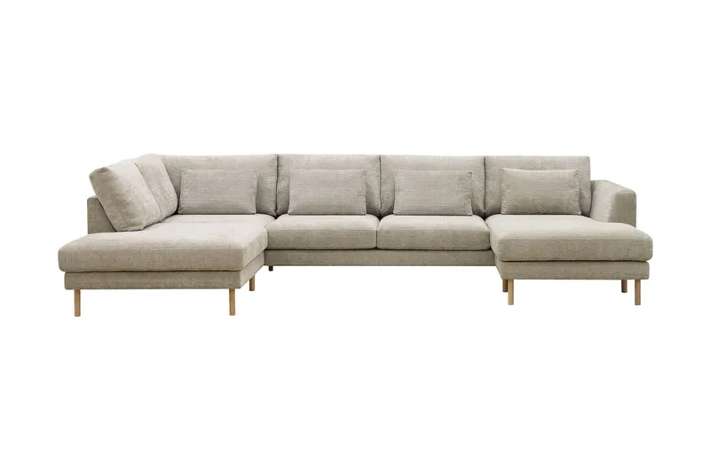 Florenz 4-sits Vänstervänd U-formad Soffa med Divan och Schäslong i Chenille, Grå / Beige