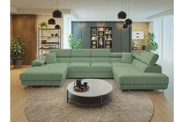 Gabina Soffa med Divan och Schäslong 4-sits - Grön - Products - Möbler - Soffa - Divansoffa & schäslongsoffa - 4 sits soffa med divan