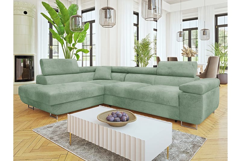 Gabina Soffa med Schäslong 3-sits - Grön - Products - Möbler - Soffa - Divansoffa & schäslongsoffa - 3 sits soffa med divan
