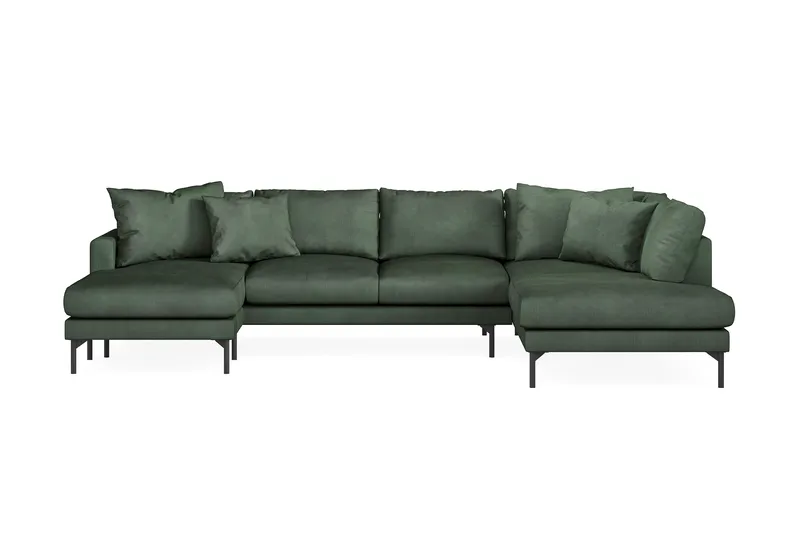 Menard 4-sits Högervänd Stor U-formad Djup Soffa med Divan och Schäslong i Manchester, Grön