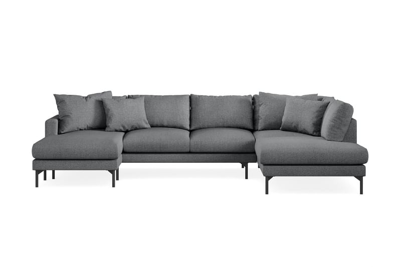 Menard 4-sits Högervänd Stor U-formad Djup Soffa med Divan och Schäslong i Tyg, Mörkgrå