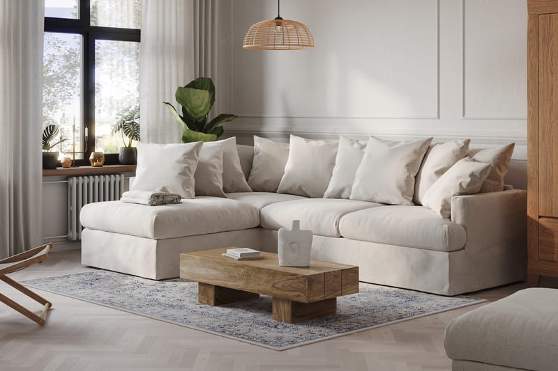 Menard 4-sits Vänstervänd L-formad Djup Schäslongsoffa i Tyg - Beige - Products - Möbler - Soffa - Divansoffa & schäslongsoffa - 4 sits soffa med divan