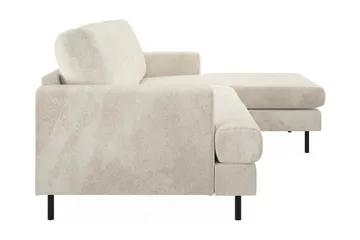 Menard Compact 3-sits Högervänd L-formad Divansoffa i Sammet - Krämvit - Products - Möbler - Soffa - Divansoffa & schäslongsoffa - 3 sits soffa med divan