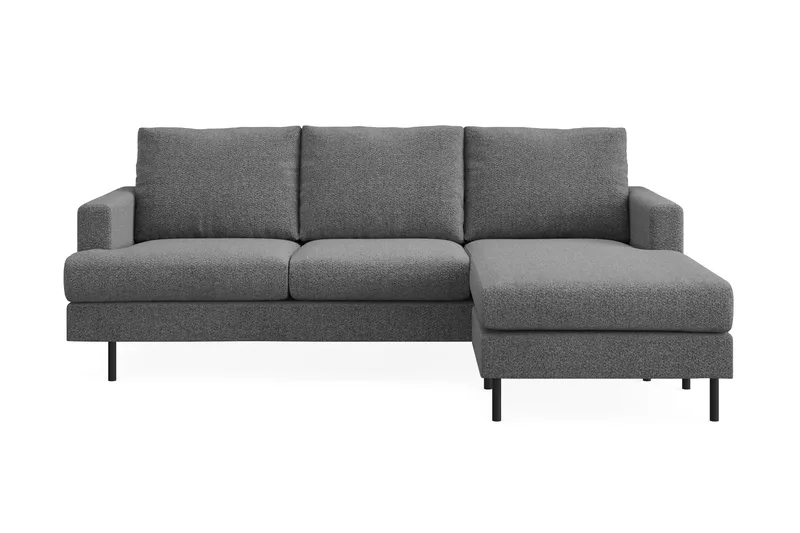 Menard Compact 3-sits Högervänd L-formad Divansoffa i Tyg, Mörkgrå