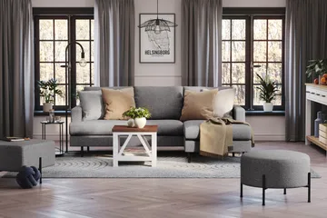Menard Compact 3-sits Högervänd L-formad Divansoffa i Tyg - Mörkgrå - Products - Möbler - Soffa - Divansoffa & schäslongsoffa - 3 sits soffa med divan