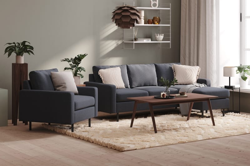 Peppe 3-sits Vändbar L-formad Divansoffa i Tyg - Mörkgrå - Products - Möbler - Soffa - Divansoffa & schäslongsoffa - 3 sits soffa med divan