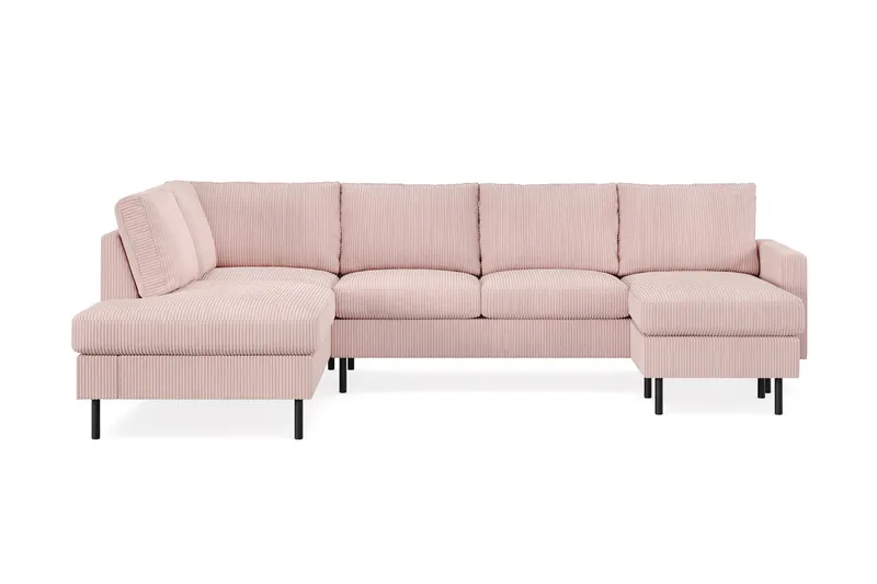 Peppe 4-sits Vänstervänd U-formad Soffa med Divan och Schäslong i Manchester, Rosa