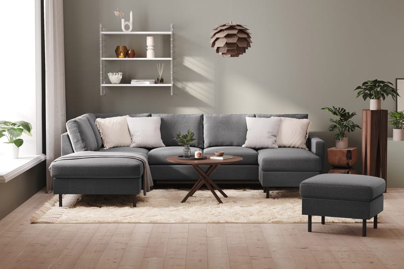 Peppe 4-sits Vänstervänd U-formad Soffa med Divan och Schäslong i Tyg - Ljusgrå - Products - Möbler - Soffa - Divansoffa & schäslongsoffa - 4 sits soffa med divan