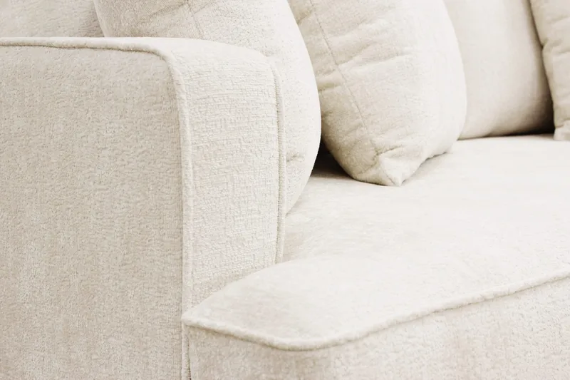 Rossita 4-sits Högervänd L-formad Djup Schäslongsoffa i Chenille - Beige - Products - Möbler - Soffa - Divansoffa & schäslongsoffa - 4 sits soffa med divan