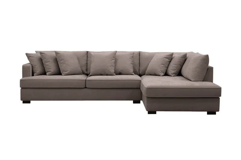 Rossita 4-sits Högervänd L-formad Djup Schäslongsoffa i Tyg, Brun