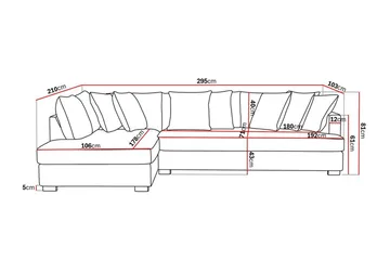 Rossita 4-sits Vänstervänd L-formad Djup Schäslongsoffa med Hel dyna i Chenille - Grå / Brun - Products - Möbler - Soffa - Divansoffa & schäslongsoffa - 4 sits soffa med divan