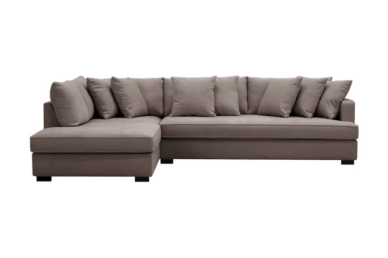 Rossita 4-sits Vänstervänd L-formad Djup Schäslongsoffa med Hel dyna i Tyg, Brun