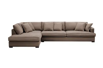 Rossita Lyx 4-sits Extra djup Soffa med Schäslong Vänster - Brun Tyg - Products - Möbler - Soffa - Divansoffa & schäslongsoffa - 4 sits soffa med divan