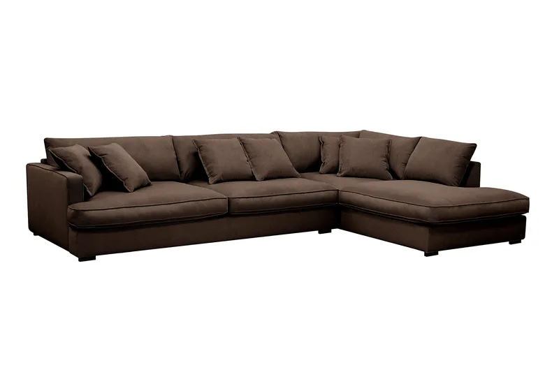 Rossita Lyx 4-sits Högervänd L-formad Extra Djup Schäslongsoffa i Manchester - Brun Manchester - Products - Möbler - Soffa - Divansoffa & schäslongsoffa - 4 sits soffa med divan