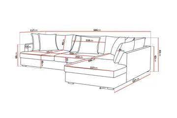 Rossita Lyx 4-sits Högervänd L-formad Extra Djup Schäslongsoffa i Tyg - Brun Tyg - Products - Möbler - Soffa - Divansoffa & schäslongsoffa - 4 sits soffa med divan