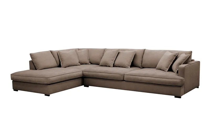 Rossita Lyx 4-sits Vänstervänd L-formad Extra Djup Schäslongsoffa i Tyg - Brun Tyg - Products - Möbler - Soffa - Divansoffa & schäslongsoffa - 4 sits soffa med divan