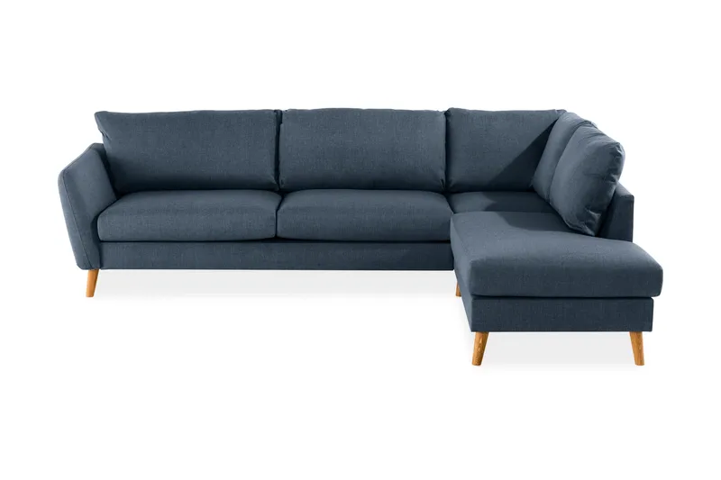 Trend 4-sits Högervänd L-formad Schäslongsoffa i Tyg, Blå