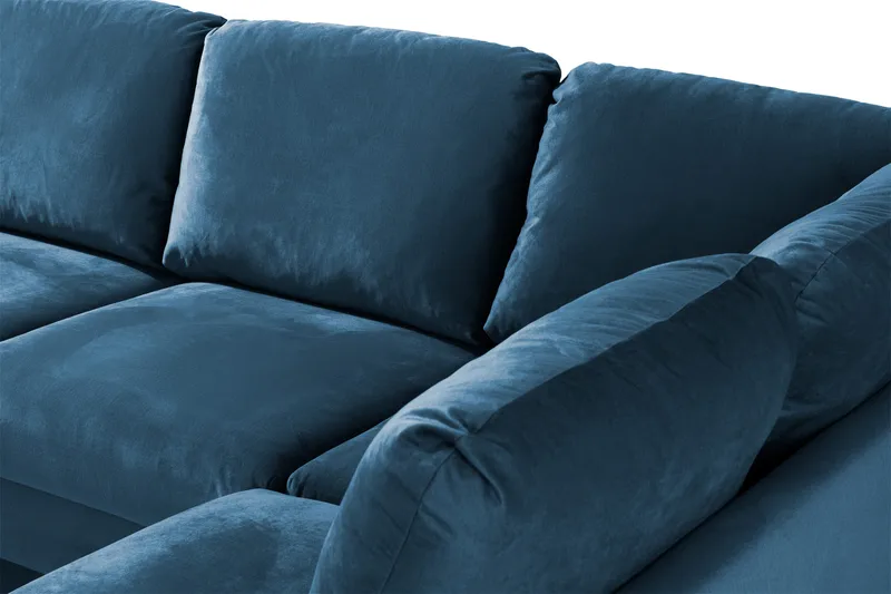 Trend 4-sits Högervänd U-formad Soffa med Divan och Schäslong i Sammet - Blå - Products - Möbler - Soffa - Divansoffa & schäslongsoffa - 4 sits soffa med divan