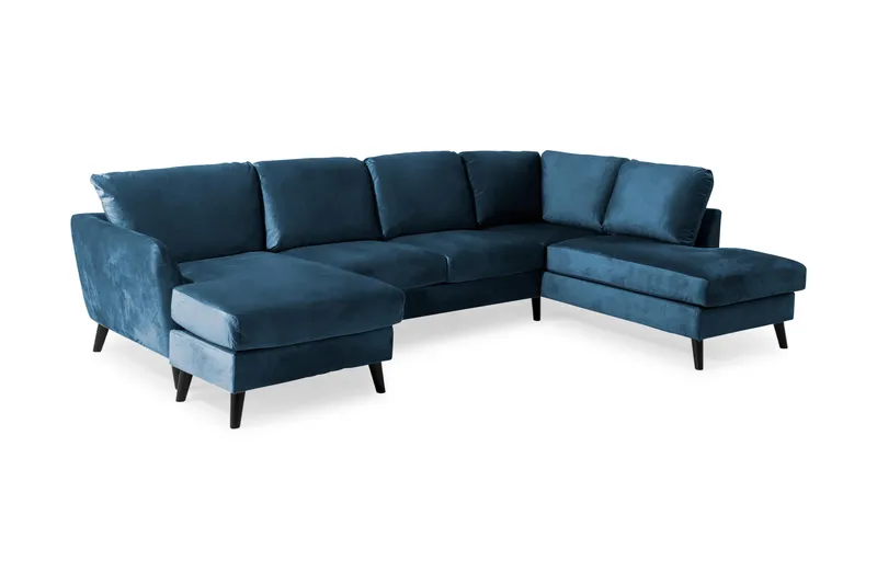 Trend 4-sits Högervänd U-formad Soffa med Divan och Schäslong i Sammet - Blå - Products - Möbler - Soffa - Divansoffa & schäslongsoffa - 4 sits soffa med divan