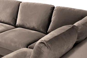 Trend 4-sits Högervänd U-formad Soffa med Divan och Schäslong i Sammet - Brun - Products - Möbler - Soffa - Divansoffa & schäslongsoffa - 4 sits soffa med divan