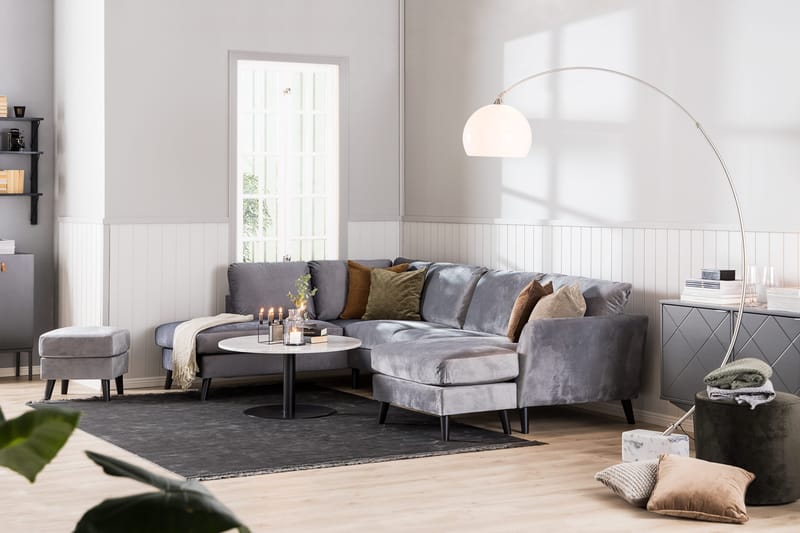 Trend 4-sits Högervänd U-formad Soffa med Divan och Schäslong i Sammet - Ljusgrå - Products - Möbler - Soffa - Divansoffa & schäslongsoffa - 4 sits soffa med divan
