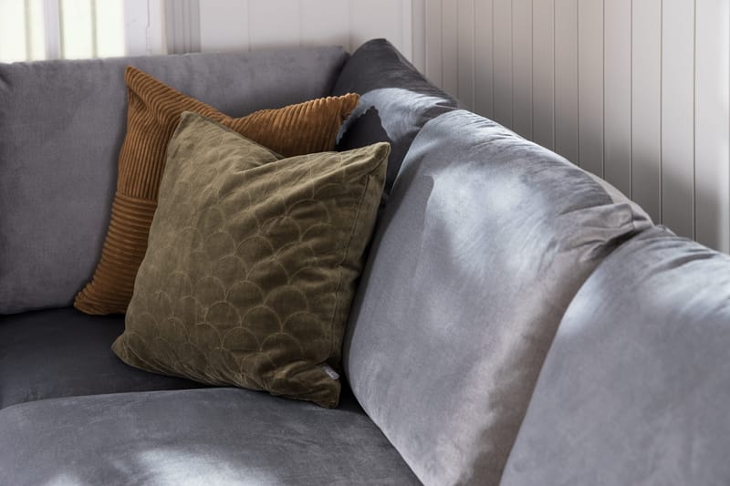 Trend 4-sits Högervänd U-formad Soffa med Divan och Schäslong i Sammet - Ljusgrå - Products - Möbler - Soffa - Divansoffa & schäslongsoffa - 4 sits soffa med divan