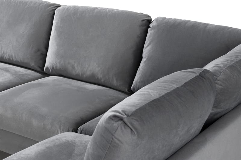 Trend 4-sits Högervänd U-formad Soffa med Divan och Schäslong i Sammet - Ljusgrå - Products - Möbler - Soffa - Divansoffa & schäslongsoffa - 4 sits soffa med divan